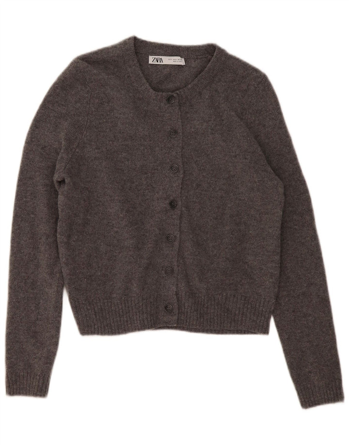 Pulover cardigan pentru femei Zara UK 10 Lână mică, gri cu pete