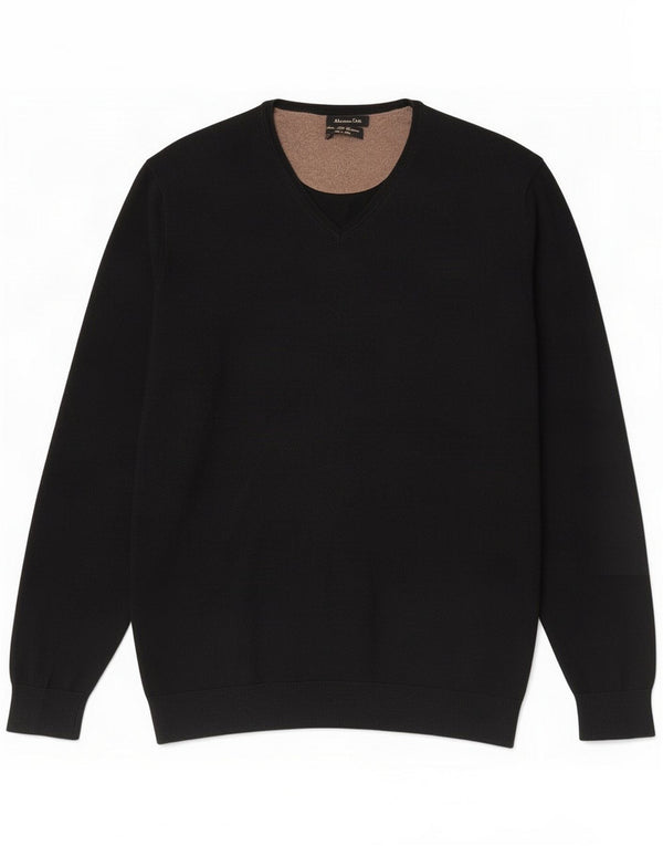 Massimo Dutti Pulover cu decolteu în V pentru bărbați XL Negru