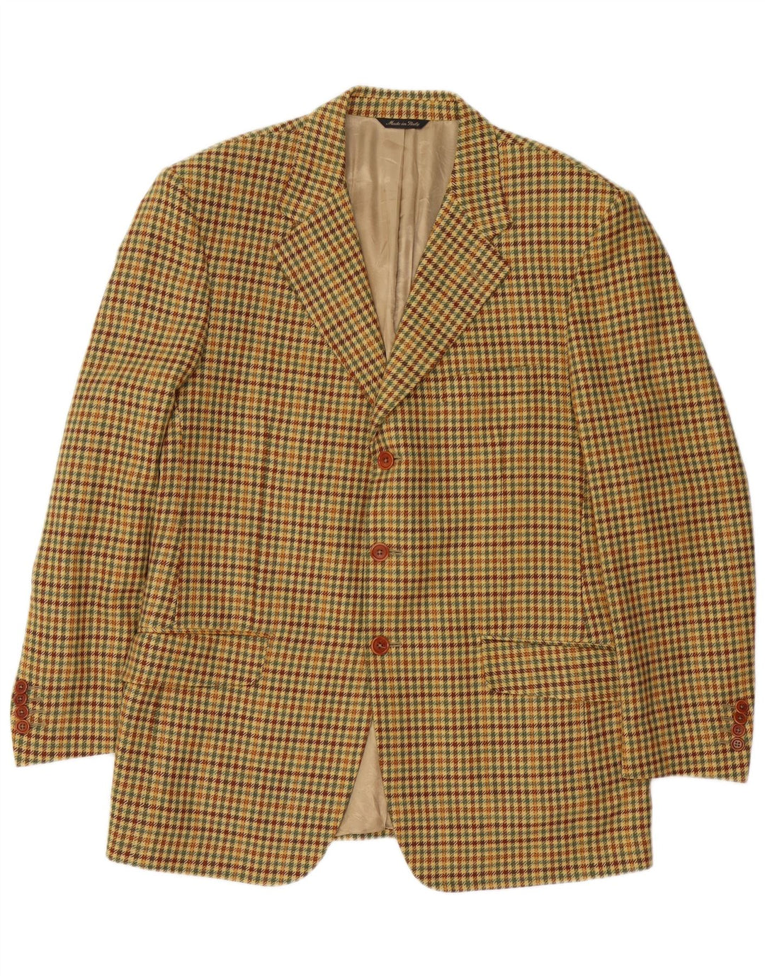 Sacou blazer pentru bărbați Ermenegildo Zegna, cu 3 nasturi, IT 52, mare, bej, picioare de găină
