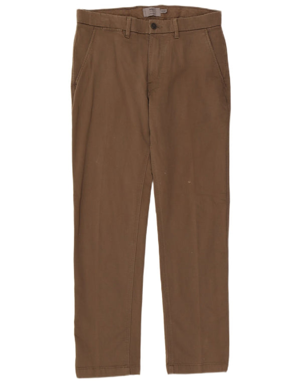 Pantaloni chino drepți pentru bărbați Marks & Spencer L32 L31 bumbac maro