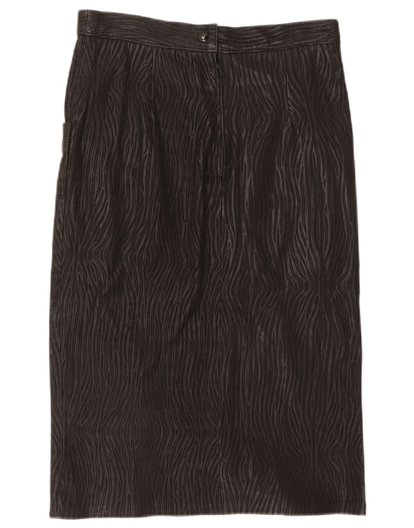Fusta din piele vintage pentru femei IT 46 Large W30 Black Animal Print