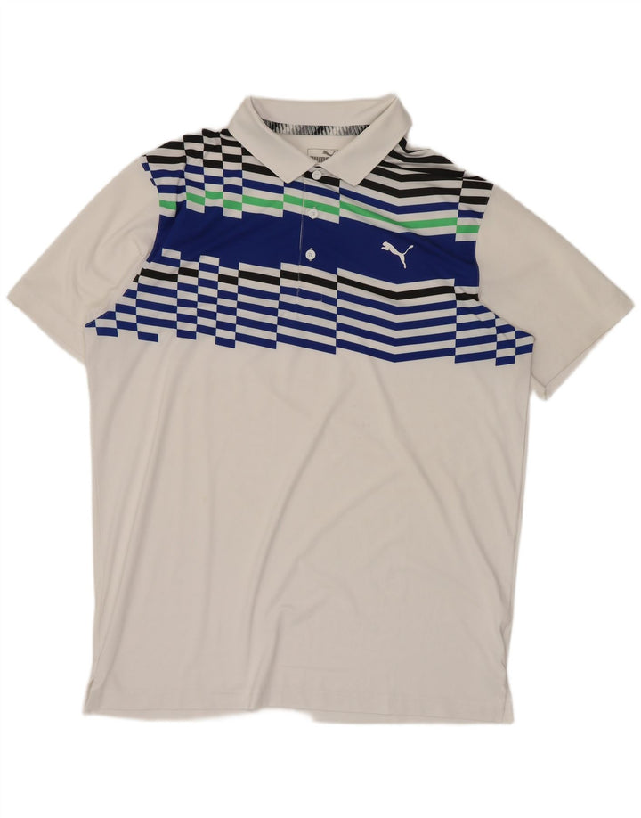 Tricou polo Puma pentru bărbați, mediu alb, bloc de culoare