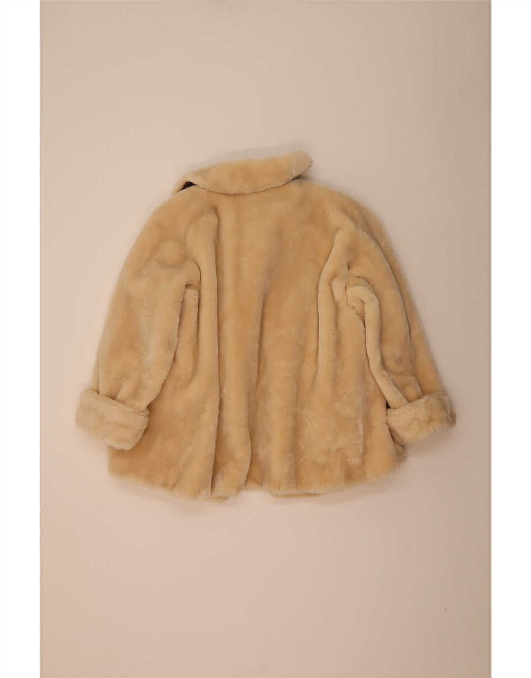 Pardesiu supradimensionat pentru femei Vintage din blană artificială IT 42 Medium Bej Acetat