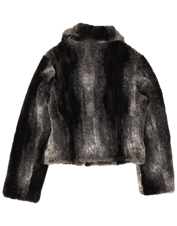 Jachetă de blană artificială CLASSIC pentru femei UK 12 Medium Black Striped Acrylic