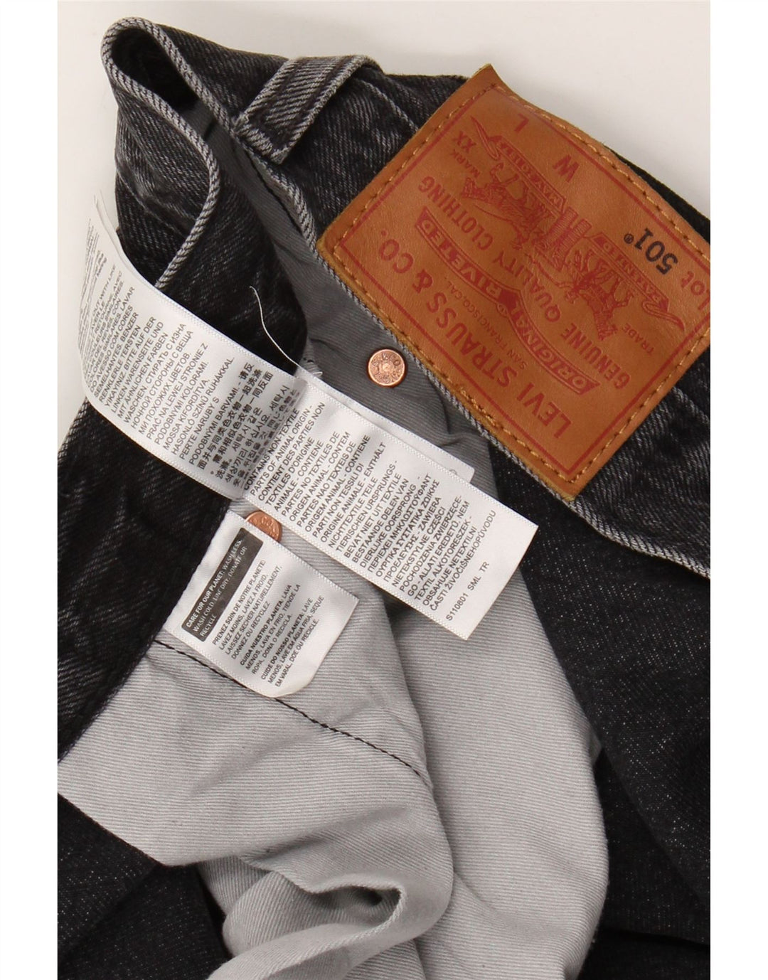 Blugi tăiați pentru bărbați LEVI'S 501 W48 L26 bumbac gri