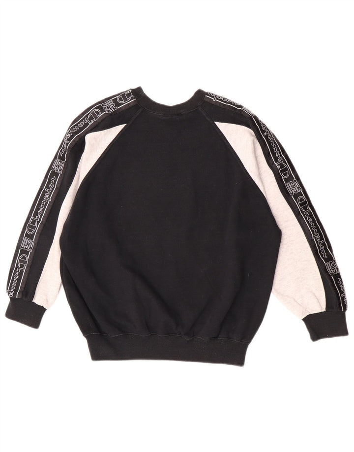 Pulover cu grafic pentru băieți Champion 9-10 ani, mediu negru, color block