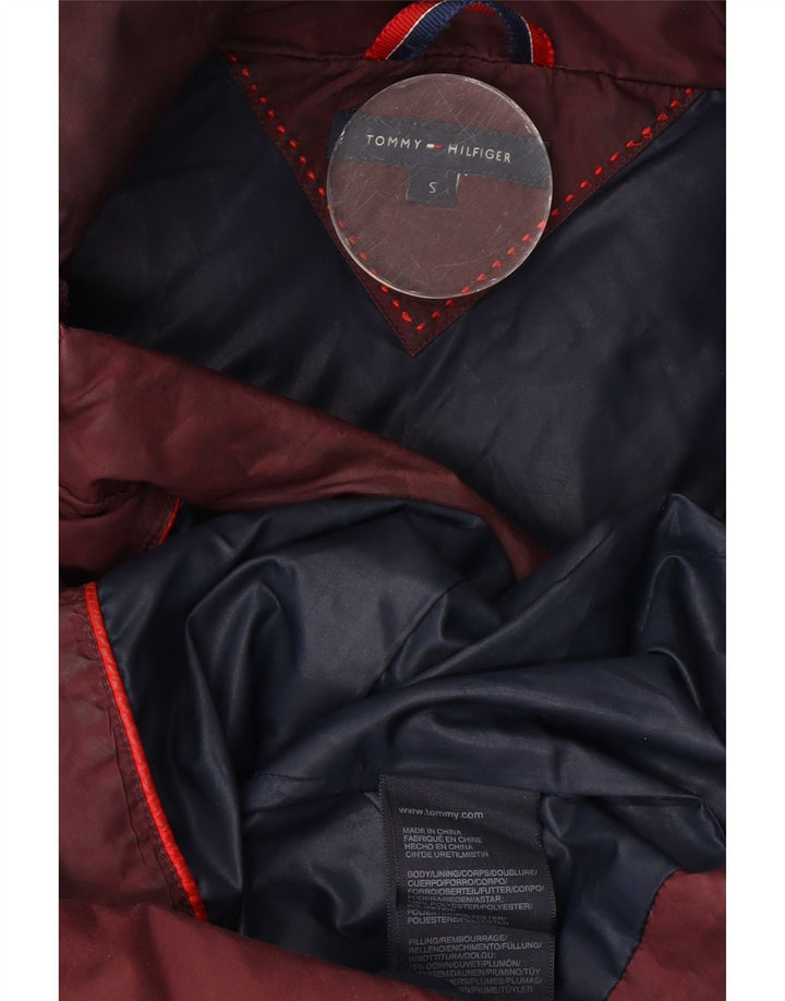 Jachetă căptușită cu glugă pentru femei Tommy Hilfiger UK 10 Poliester burgundă mic
