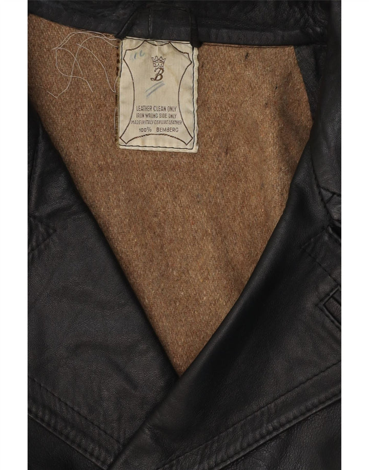 Jachetă de piele vintage pentru bărbați UK 38 Medium Black Leather