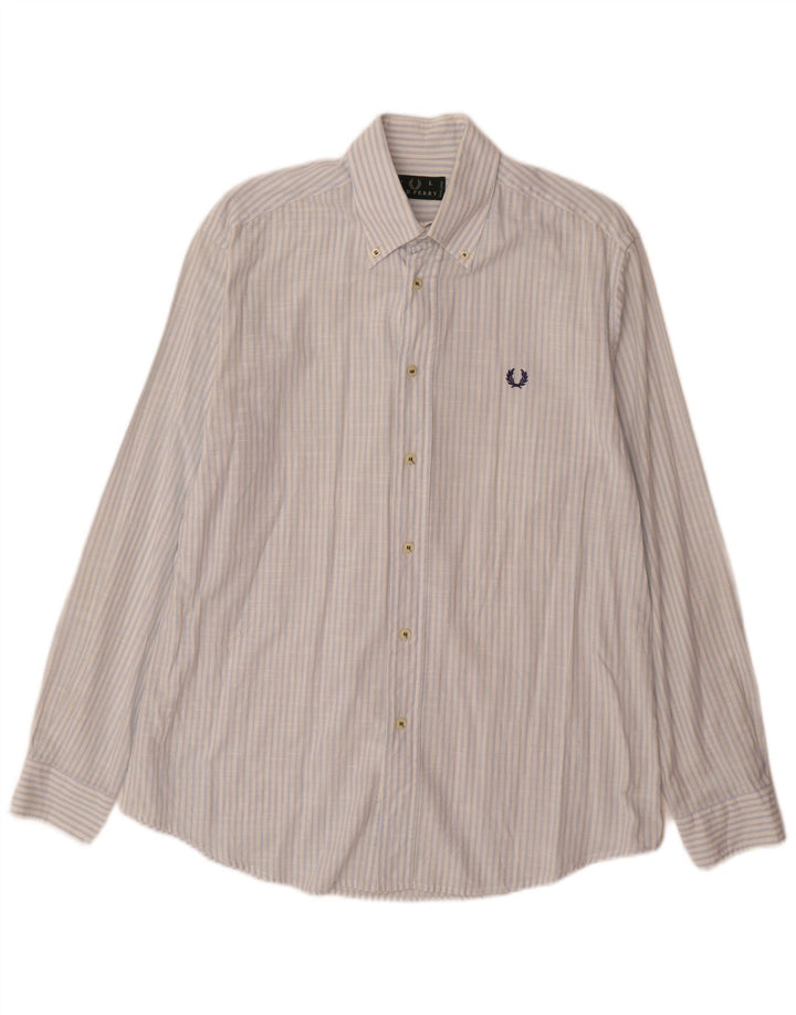 Cămașă pentru bărbați Fred Perry, mare, albastru, bumbac cu dungi