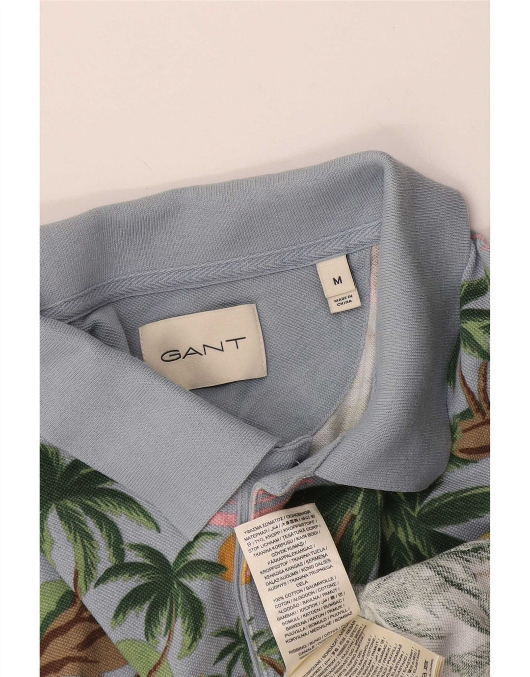 Tricou polo hawaian Gant pentru bărbați, bumbac albastru mediu