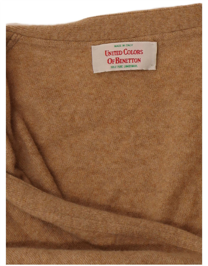 Pulover cardigan pentru femei Benetton UK 16 Lână de miel maro mare