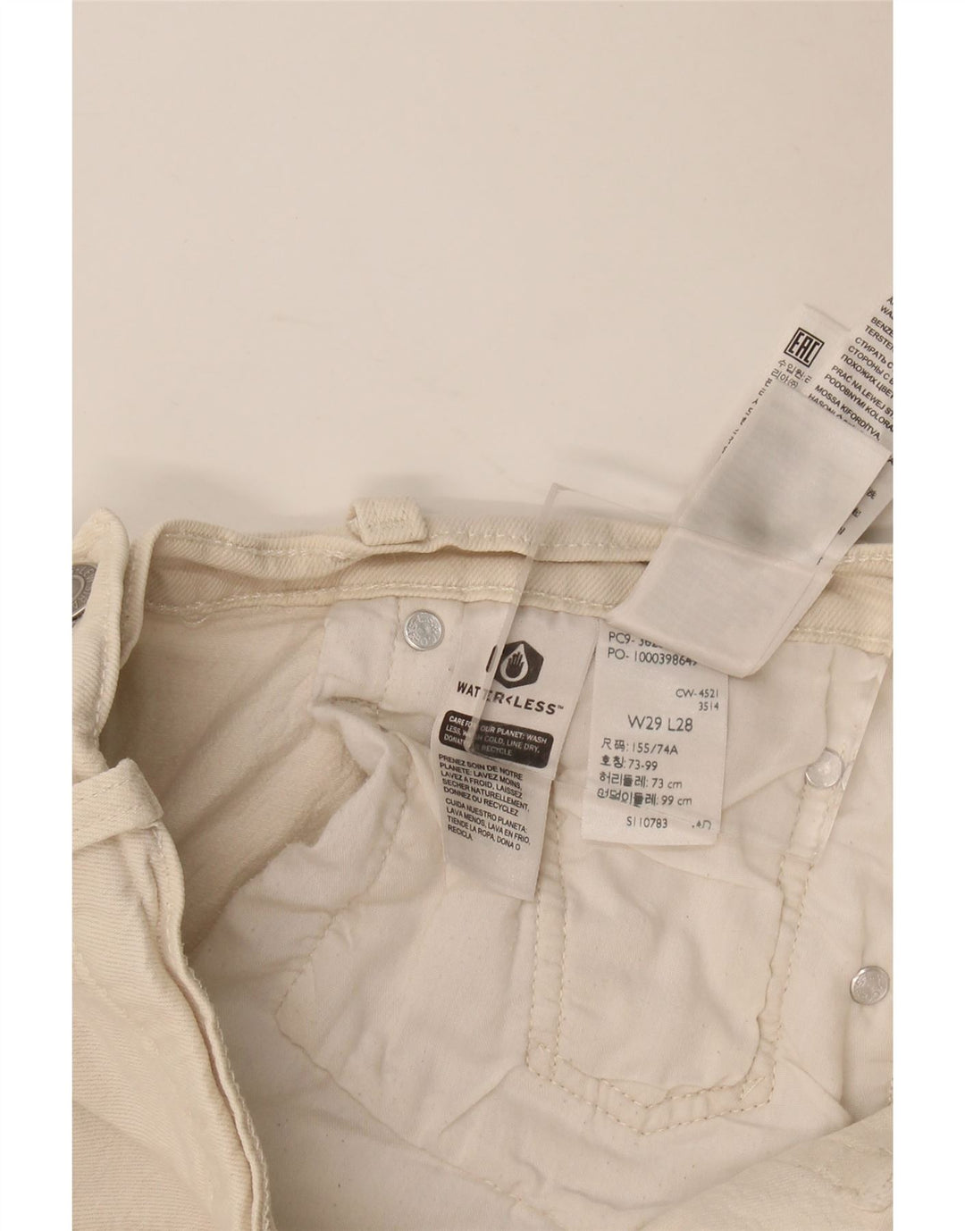 Blugi drepti 501 pentru femei Levi's W29 L28 bumbac alb