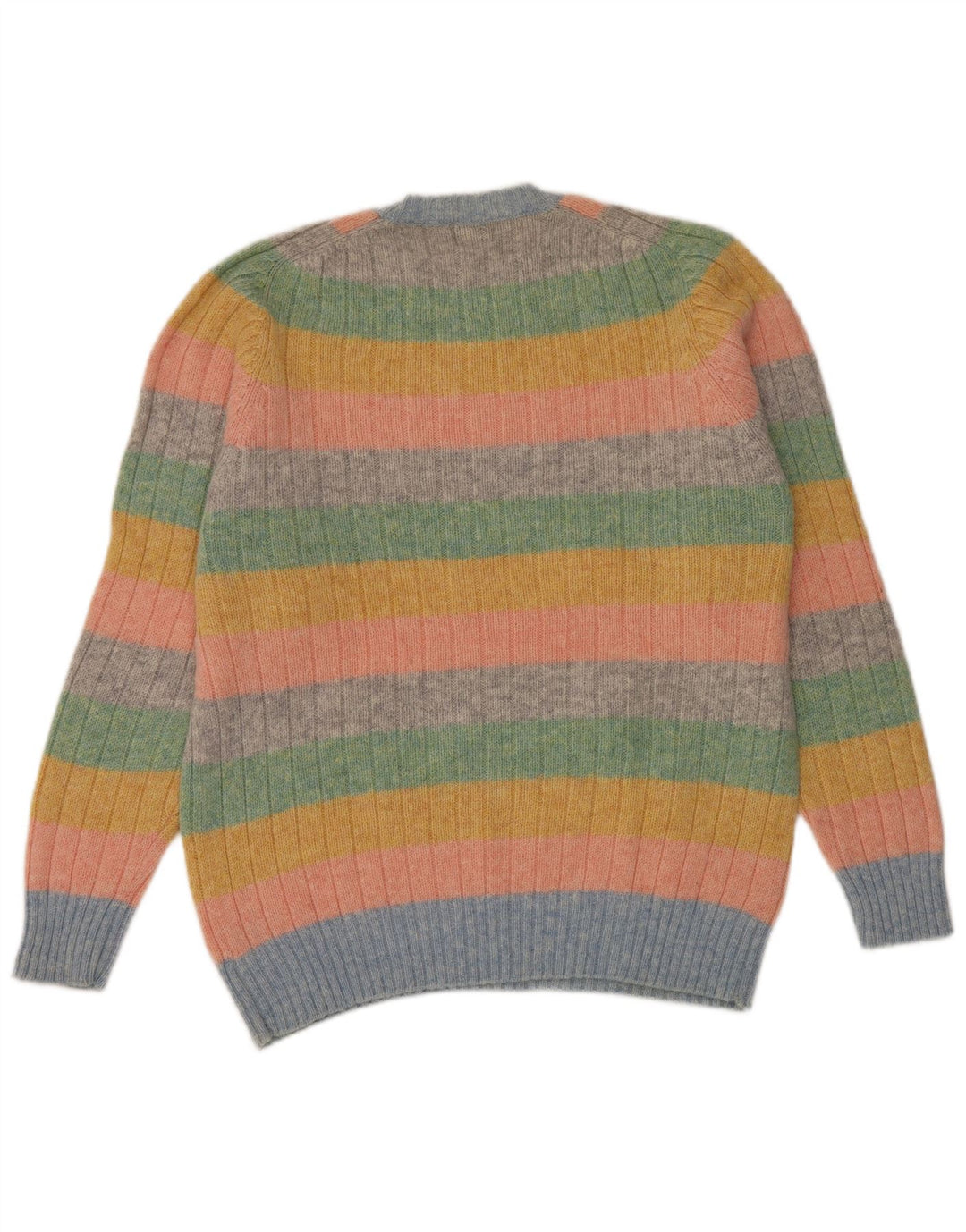 Pulover Vintage pentru bărbați cu gât roșu, lână cu dungi mari, multicolore