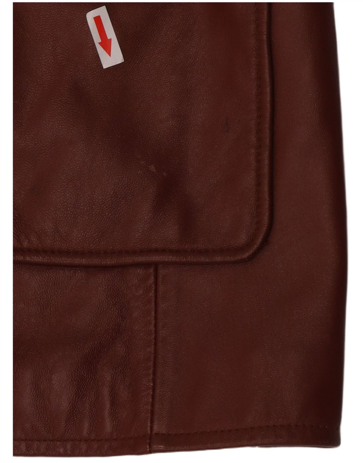 Jachetă Blazer din piele cu 3 nasturi Classics pentru femei UK 26 5XL Piele maro