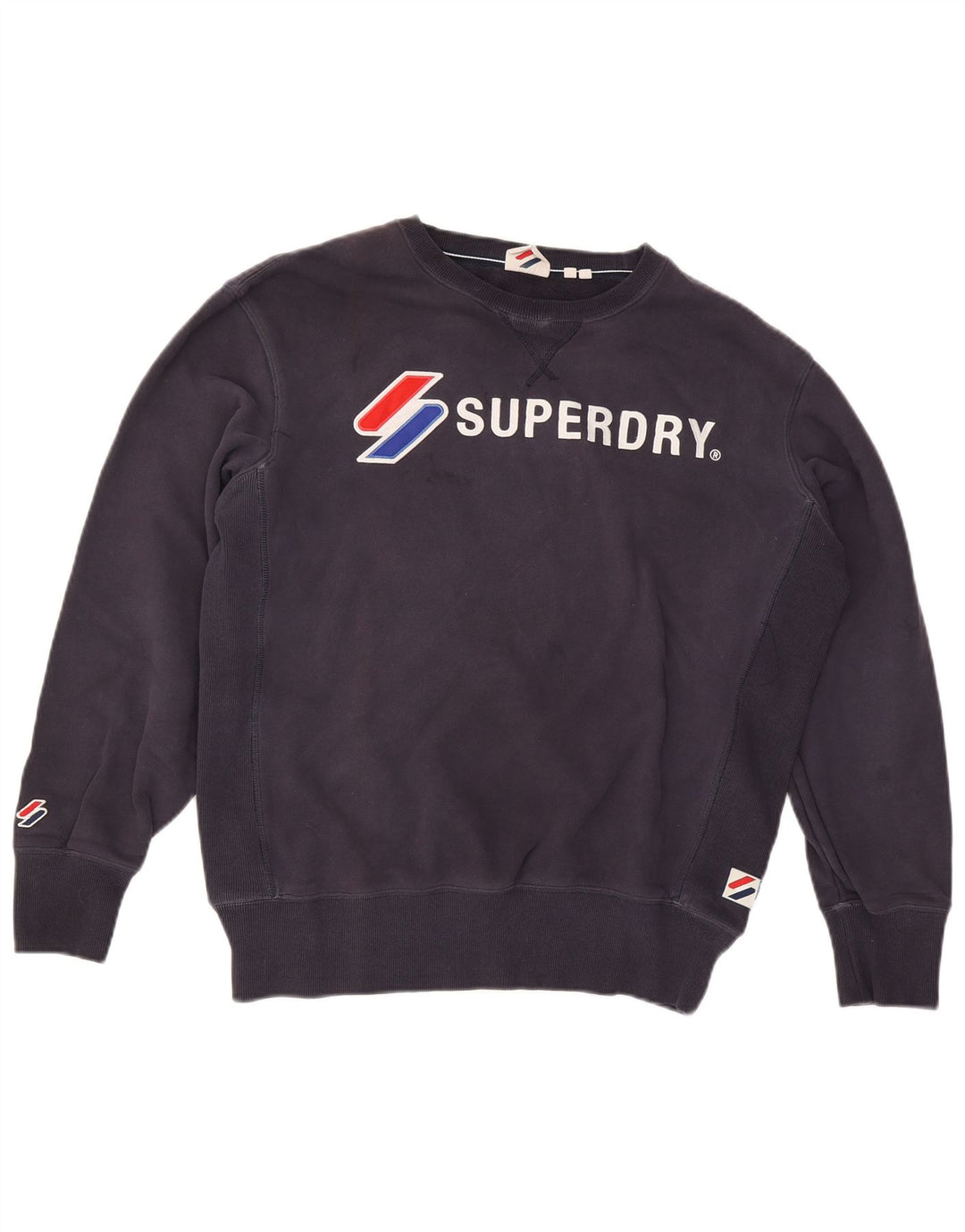 Hanorac grafic pentru bărbați Superdry Pulover mare din bumbac bleumarin