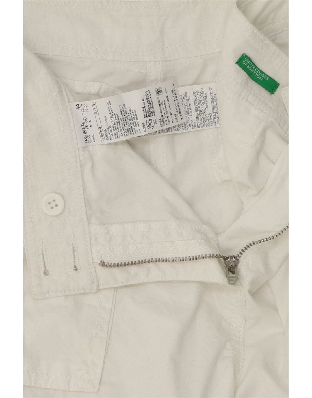BENETTON Womens Bermuda Shorts IT 44 Medium W34 White Cotton Vintage Benetton and Second-Hand Benetton from Messina Hembry 