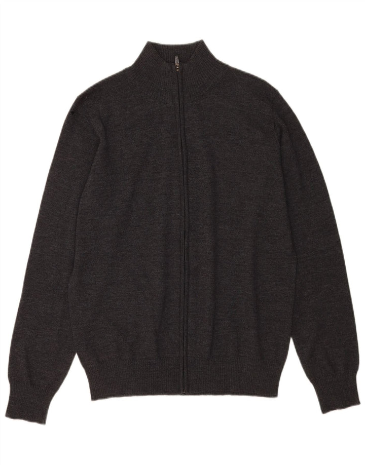 Pulover cardigan pentru bărbați Zara, lână, gri mediu