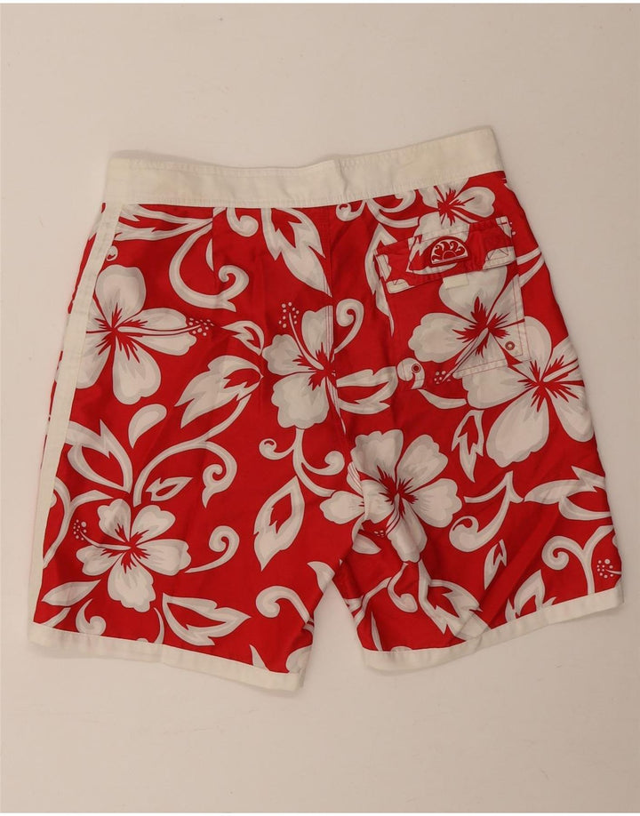 Sundek Pantaloni scurți de înot pentru bărbați, poliester floral, roșu mediu