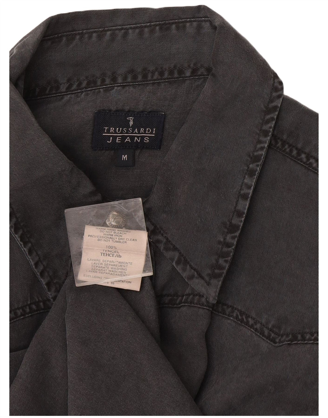Cămașă de denim pentru bărbați Trussardi Jeans, gri mediu Tencel
