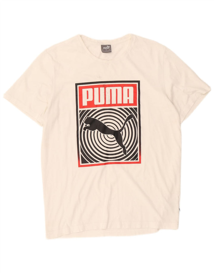 Tricou grafic Puma pentru bărbați Top mare din bumbac alb