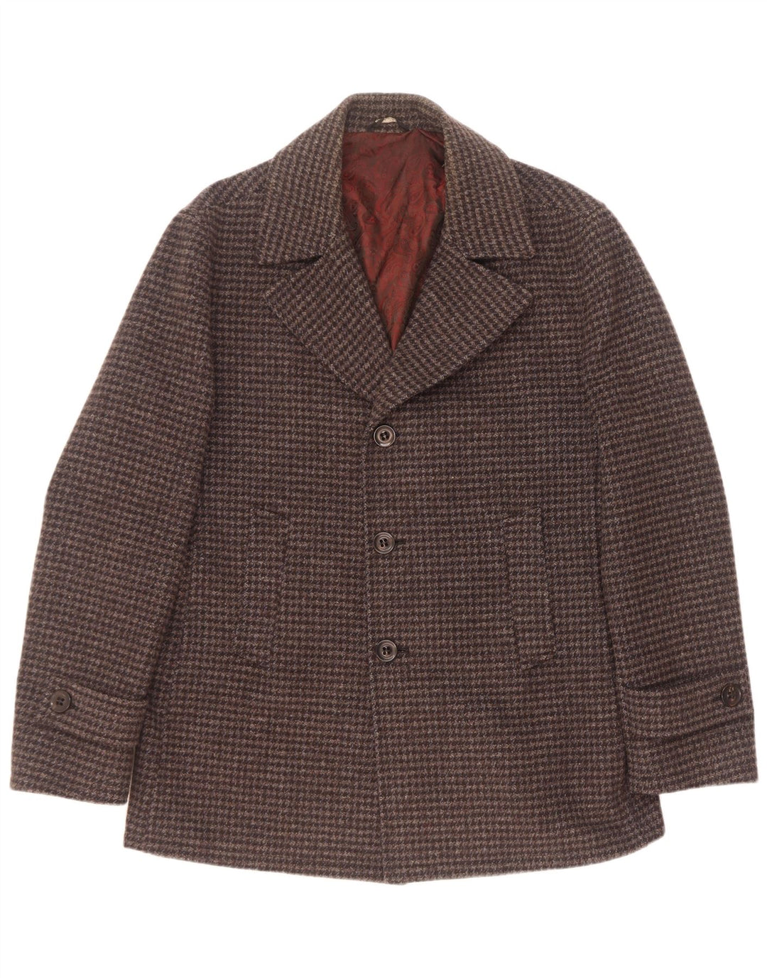 Palton Vintage Bărbați IT 54 XL Lână Gri Houndstooth
