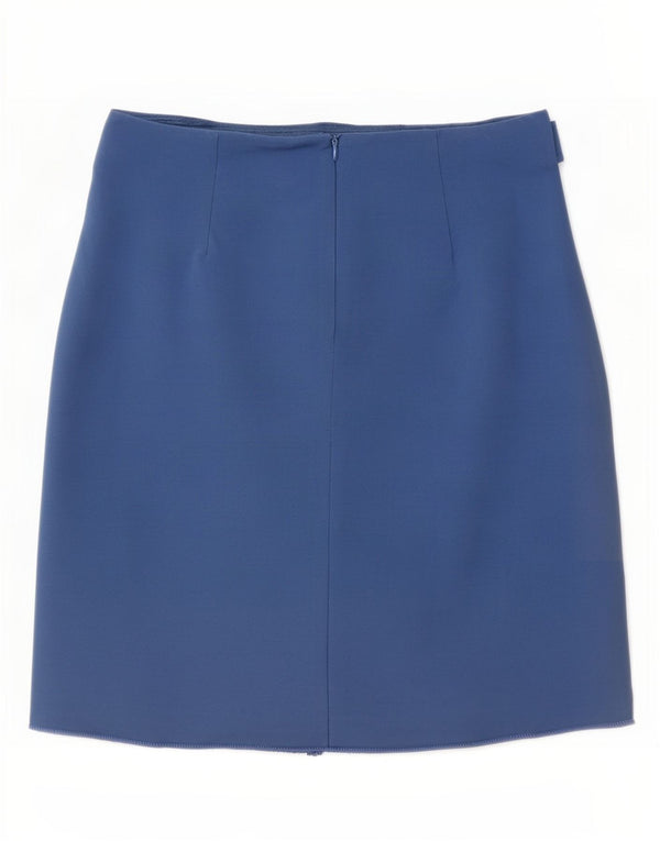 Fusta dreaptă pentru femei M&Co UK 12 Medium W30 Blue Viscose