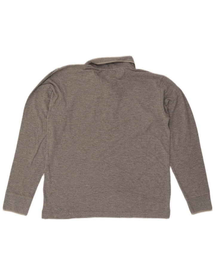 Tricou polo pentru bărbați LOTTO cu mânecă lungă, bumbac gri mediu