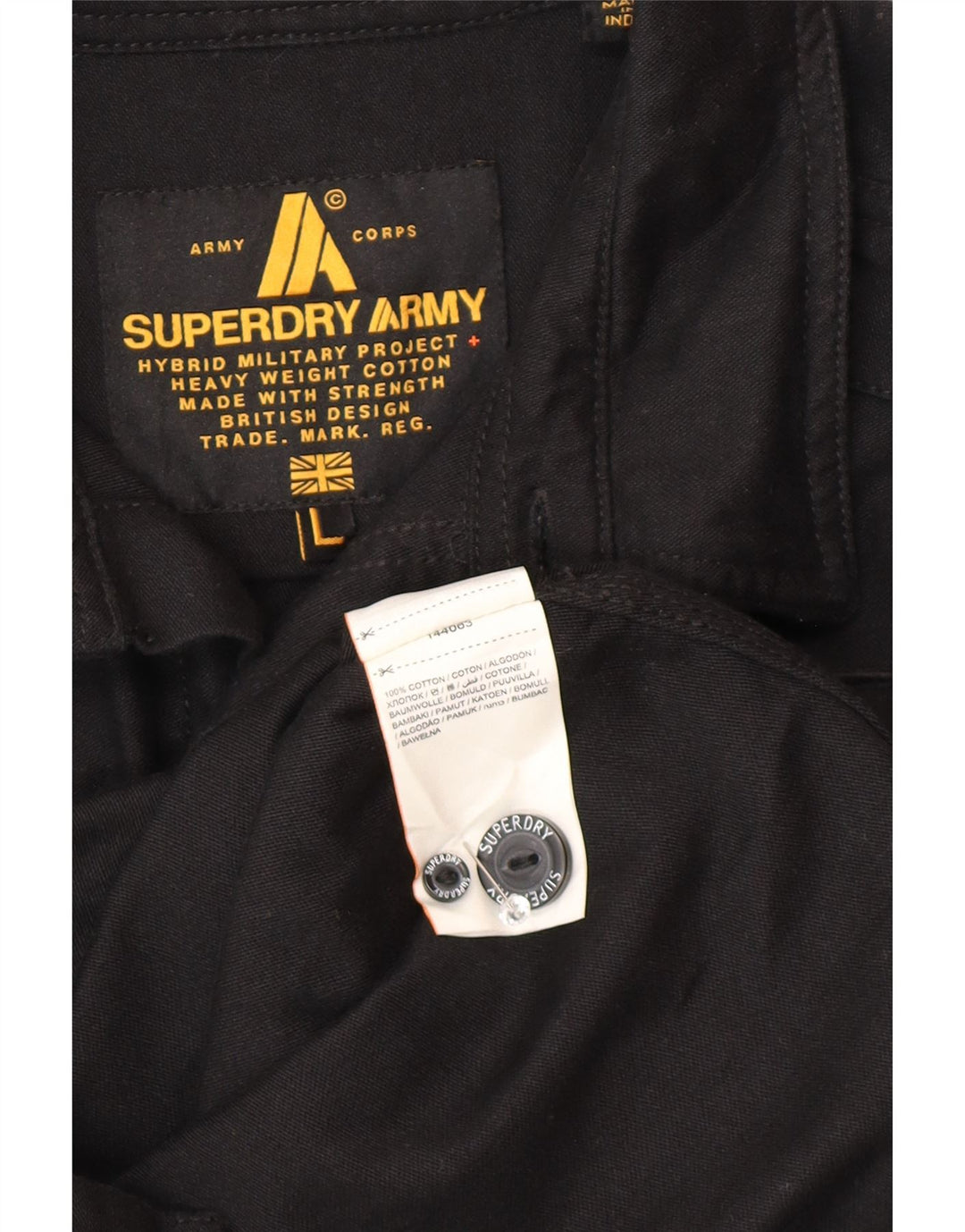 Cămașă militară pentru bărbați Superdry, bumbac negru mare