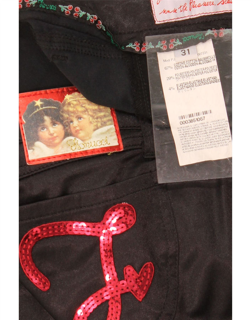 FIORUCCI Womens Slim Casual Trousers W31 L33 Black Cotton Vintage Fiorucci and Second-Hand Fiorucci from Messina Hembry 