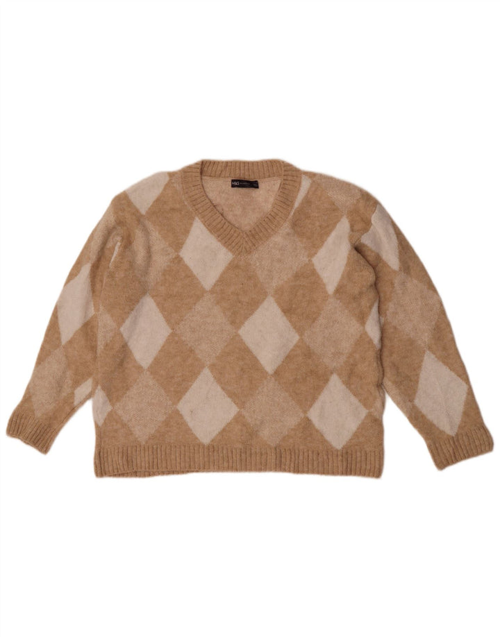 Pulover cu decolteu în V pentru femei Marks & Spencer UK 10 Mic Bej