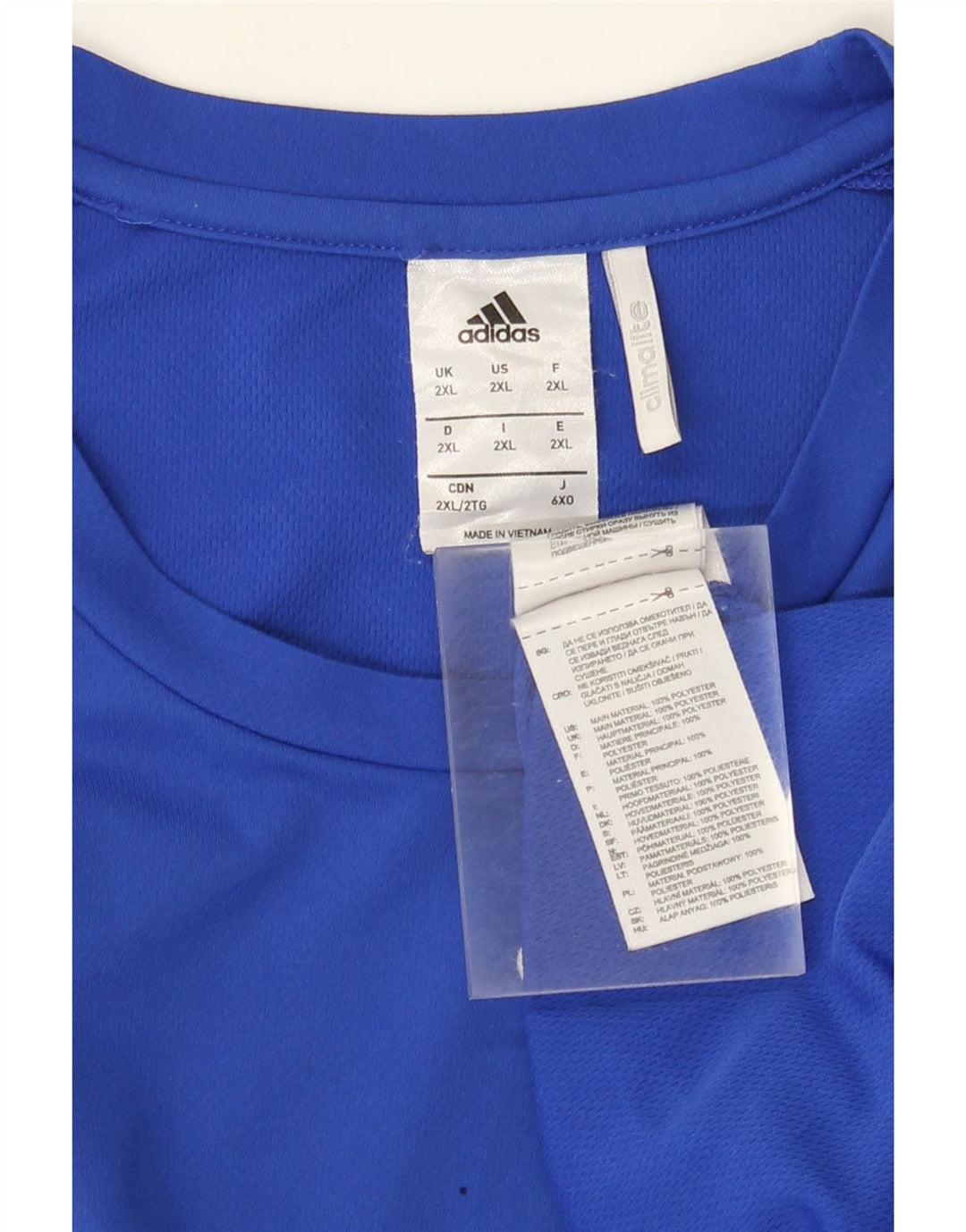 Tricou Adidas Climalite pentru bărbați Top 2XL, albastru, poliester color bloc