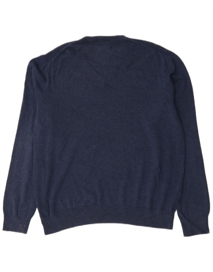Pulover pentru bărbați Marks & Spencer, cu decolteu în V, XL, bumbac, albastru