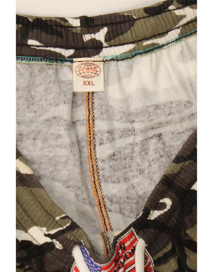 VINTAGE Pantaloni de trening pentru bărbați 2XL Camuflaj verde