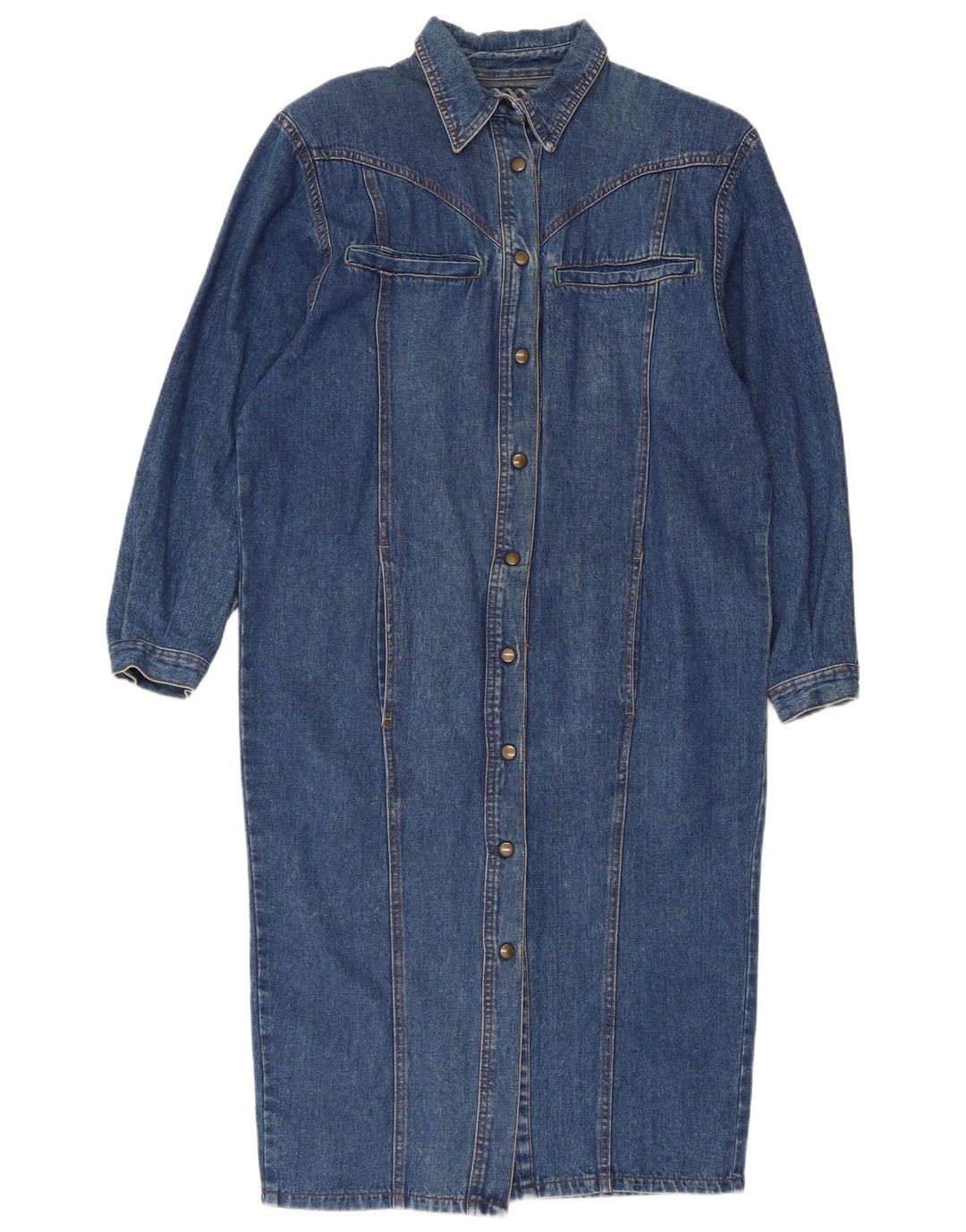 Rochie cămașă din blugi vintage pentru femei UK 14 Medium Blue