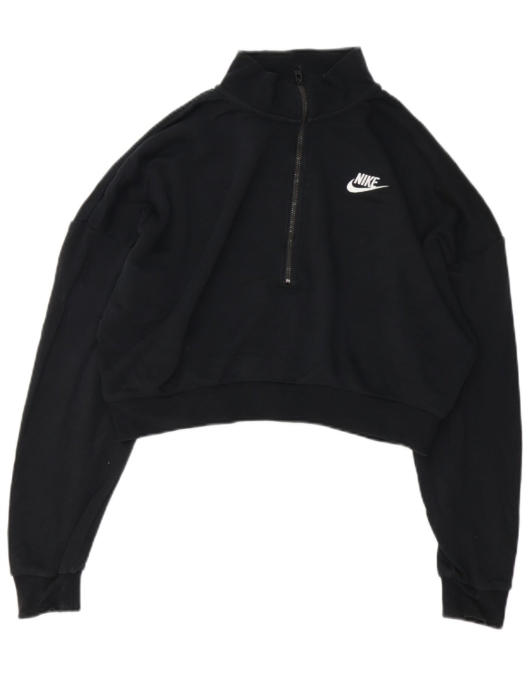 Pulover Nike pentru femei, supradimensionat, cu fermoar și gât, UK 14 Medium Negru
