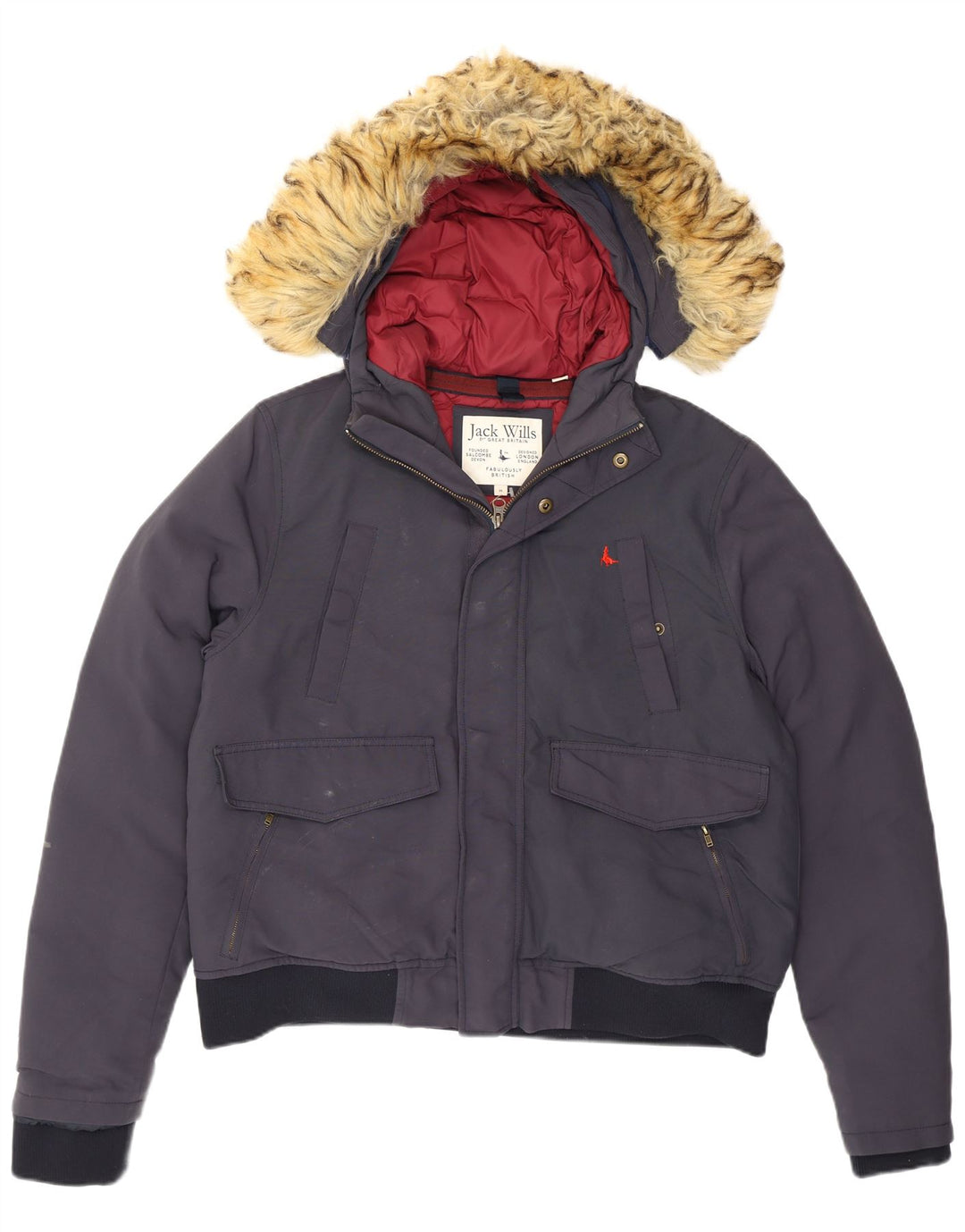 Jachetă căptușită cu glugă Jack Wills pentru bărbați UK 38 Medium Bleumarin