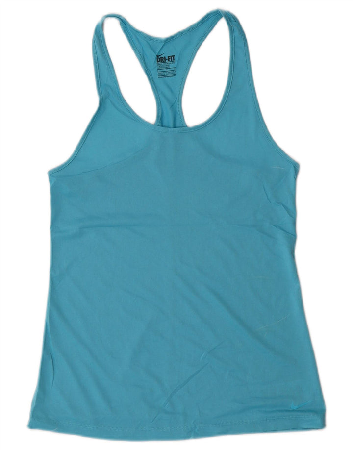 NIKE Womens Dri Fit Slim Fit Vest Top UK 8 Small Blue Poliester