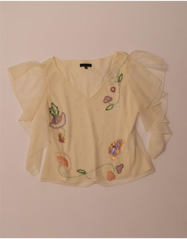 COAST pentru femei Crop See Through Bluze Top UK 16 Poliester galben mare