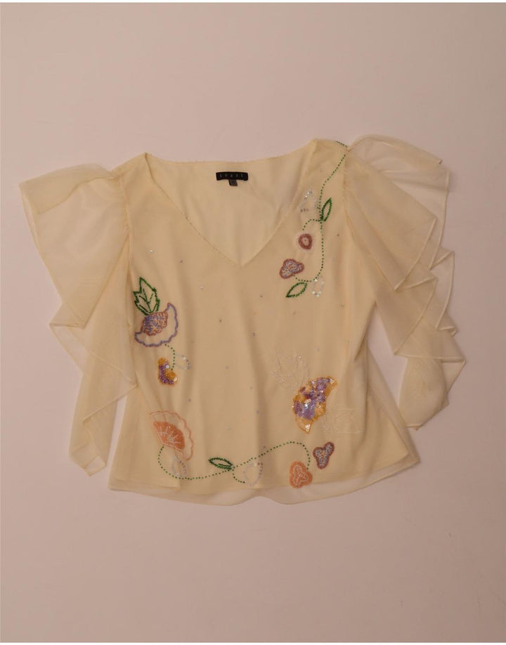 COAST pentru femei Crop See Through Bluze Top UK 16 Poliester galben mare