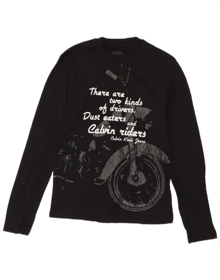 CALVIN KLEIN JEANS Top grafic pentru bărbați cu mânecă lungă, bumbac negru mic