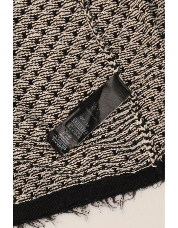 Pulover cardigan deschis pentru femei Marks & Spencer UK 14 mare negru geometric