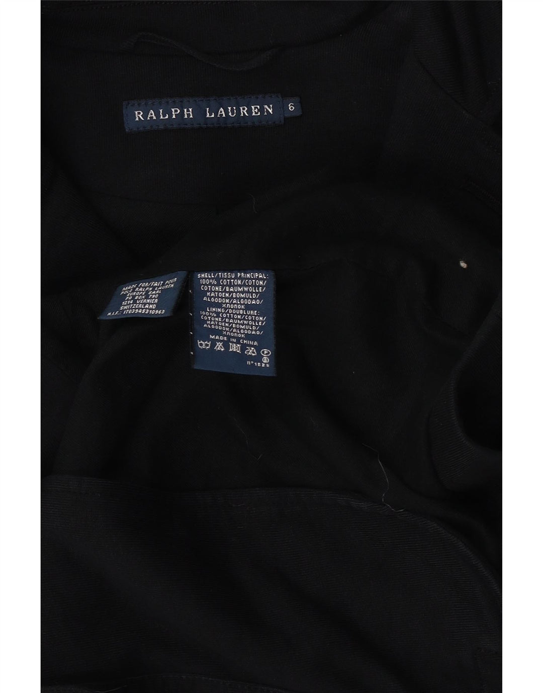 Jachetă pentru femei Ralph Lauren cu 3 nasturi, bumbac negru mediu US 6