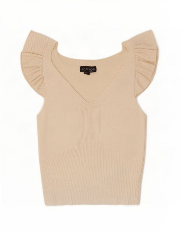 Topshop pentru femei Crop Bluze Top UK 12 Medium Off White Viscose