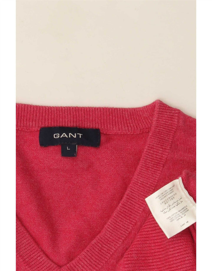 Gant Pulover cu decolteu în V pentru bărbați, bumbac mare, roz