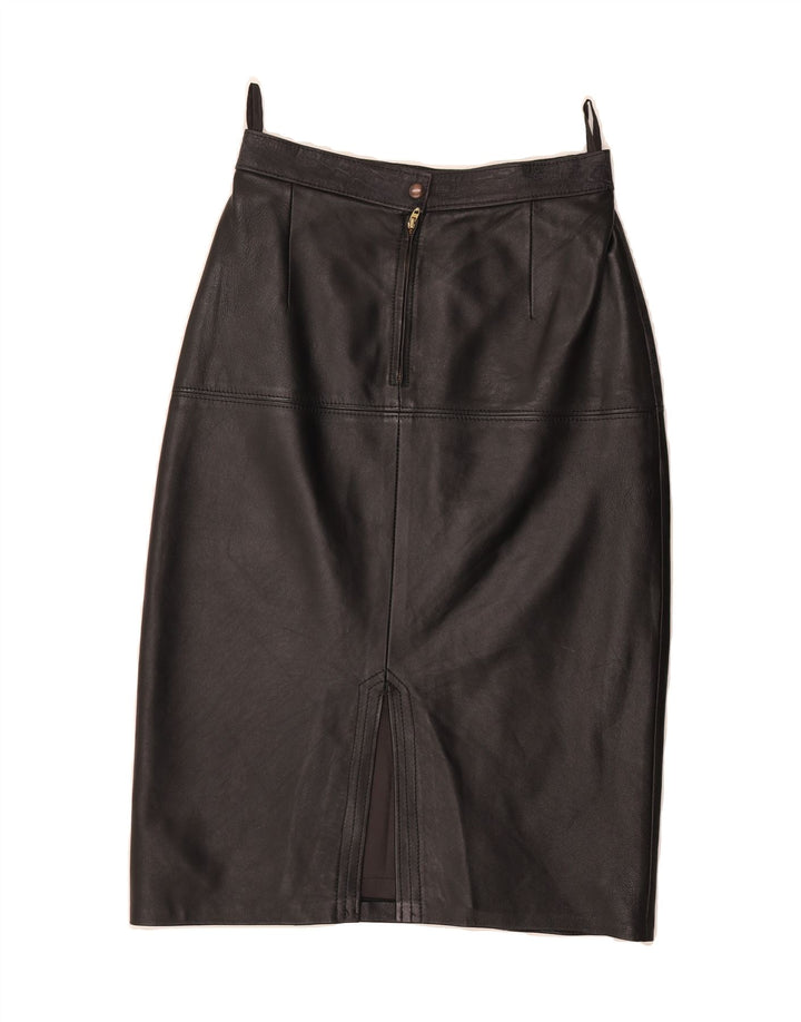 VINTAGE Womens Leather Skirt IT 36 XS W24 Black Vintage Vintage and Second-Hand Vintage from Messina Hembry 
