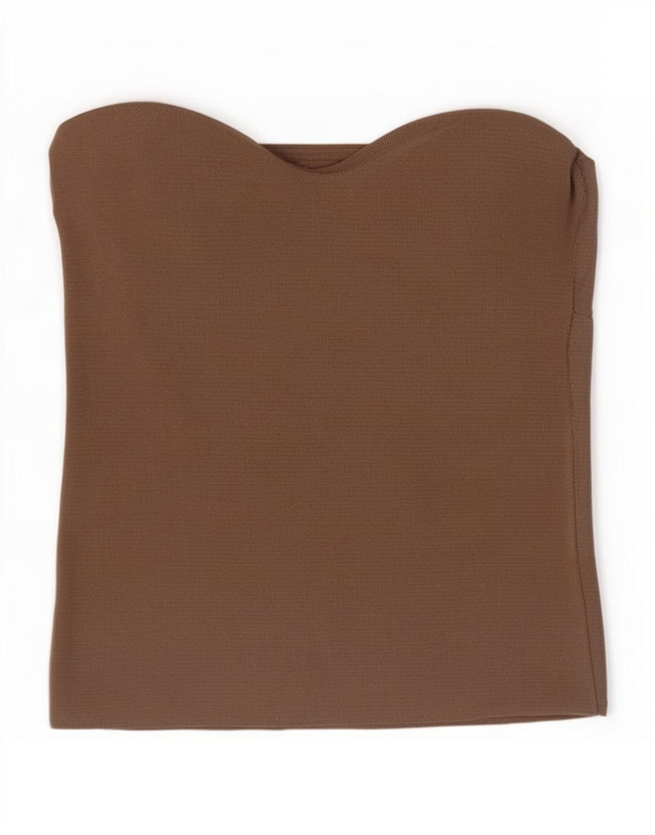 Top Crop fără bretele pentru femei Zara UK 8 Small Brown Nylon