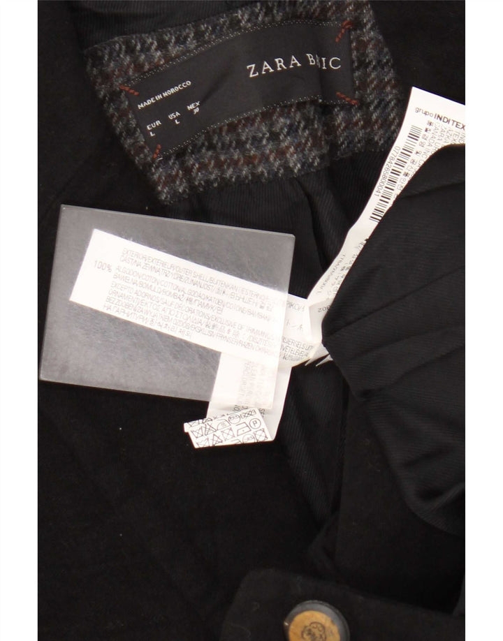 Blazer pentru femei Zara cu 1 nasture UK 14, mare, negru, bumbac