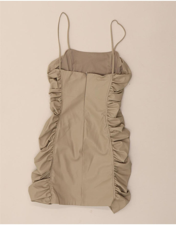 ZARA Womens Sleeveless Bodycon Dress UK 8 Small Beige Polyester Vintage Zara and Second-Hand Zara from Messina Hembry 