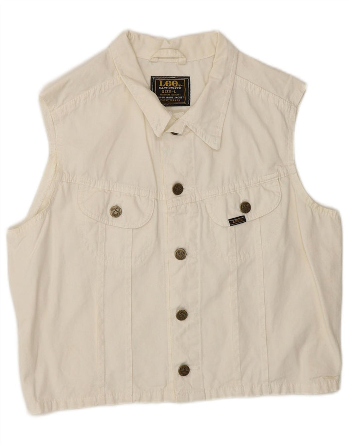 Gilet crop pentru femei LEE UK 16, mare din bumbac alb