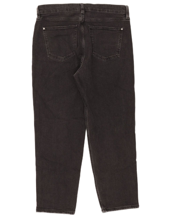 Blugi drepti pentru femei de la Marks & Spencer Boyfriend UK 14 Large W34 L26 Negri